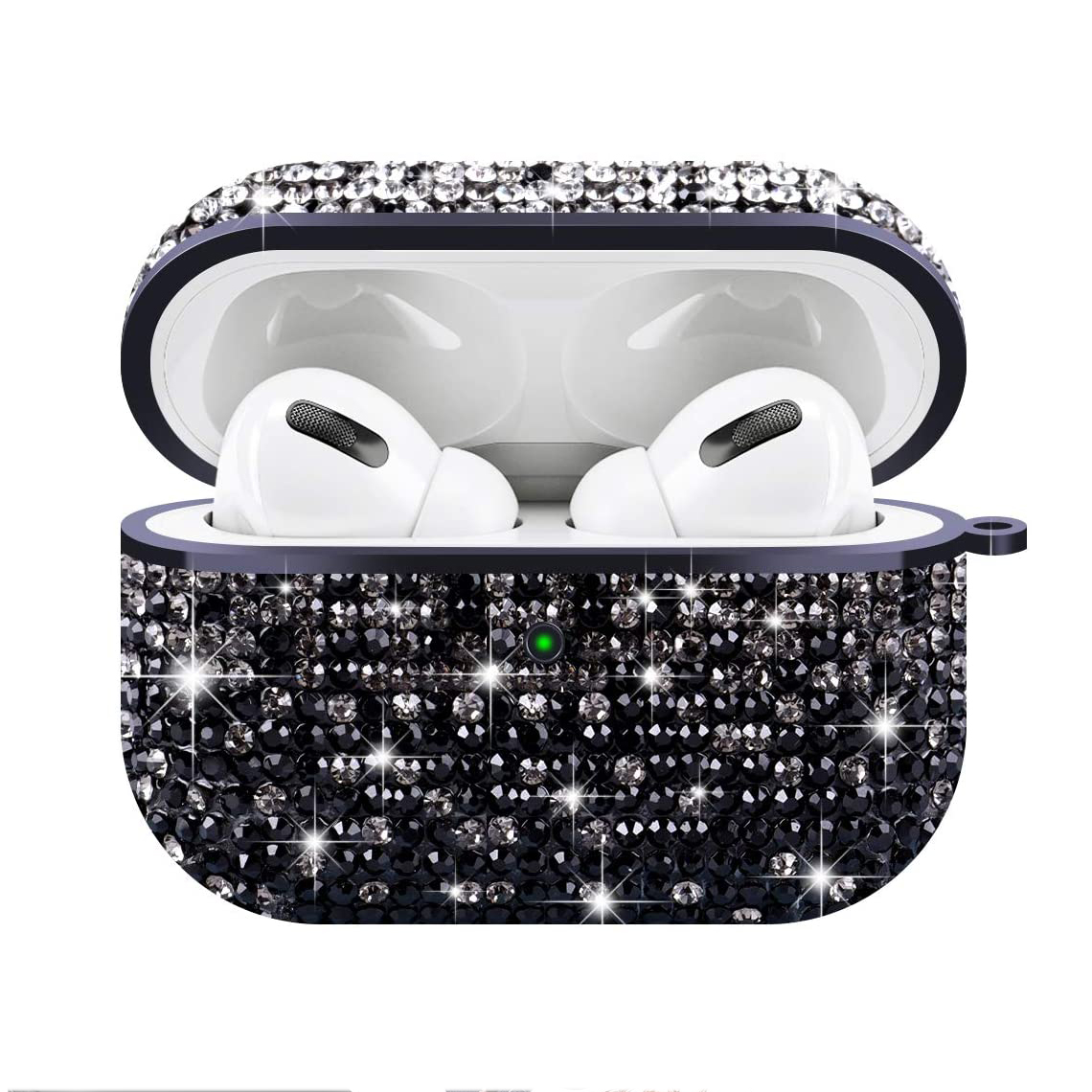 Rhinestone Gradient Bling Glitter Sparkle Diamond Crystal Case for Apple Airpods Pro (Black)